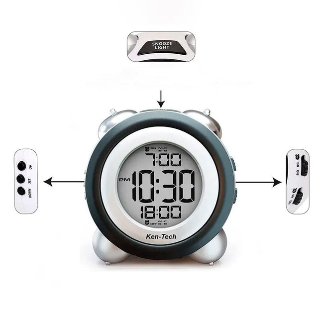 Kovaääninen herätyskello digitaalisella näytöllä