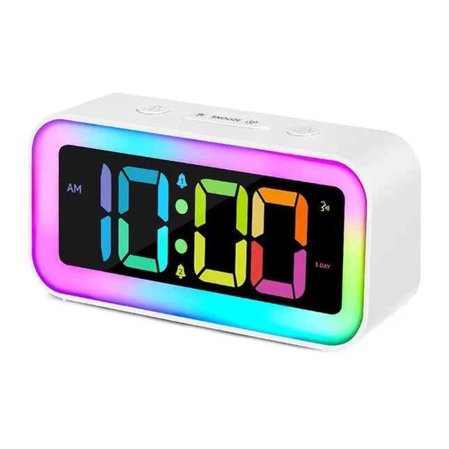 Digitaalinen herätyskello värikkäällä LED-yövalolla