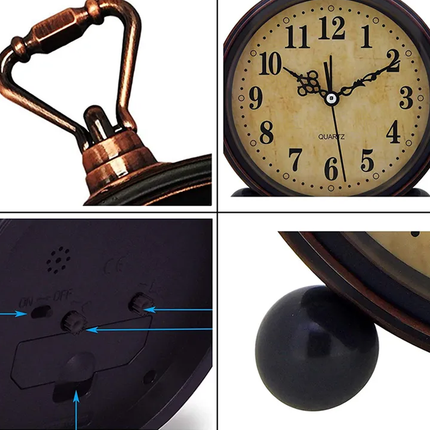 Antiikkityylinen vintage herätyskello pöydälle