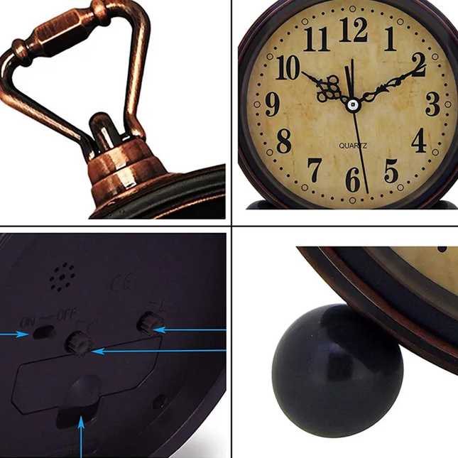 Antiikkityylinen vintage herätyskello pöydälle